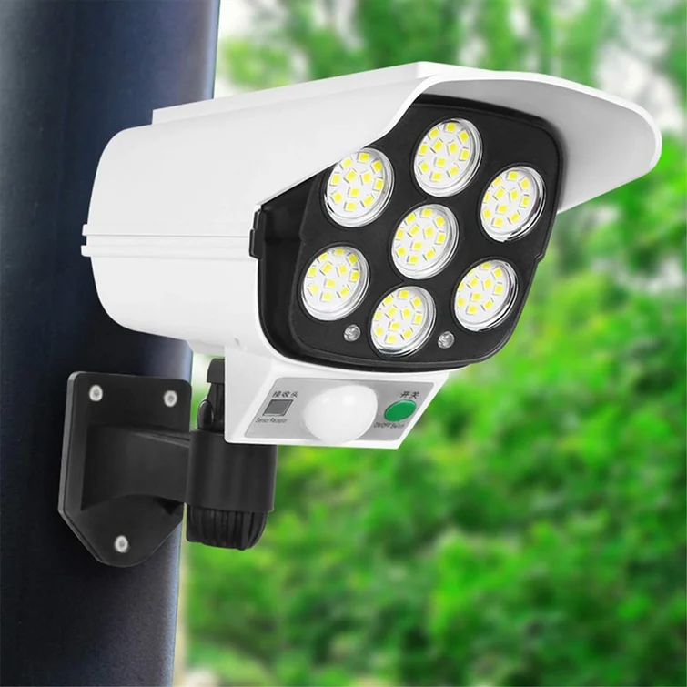 Norbi 77 LED Solar Security Light PIR Motion Sensor LED Wall Lamp Garden  Outdoor Fake Camera | Wayfair